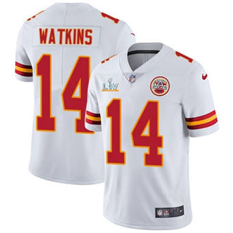 Super Bowl LV 2021 Men Kansas City Chiefs #14 Sammy Watkins White Limited Jersey
